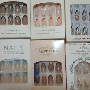 Elegant Nude and Blue Press-On Nails Set
